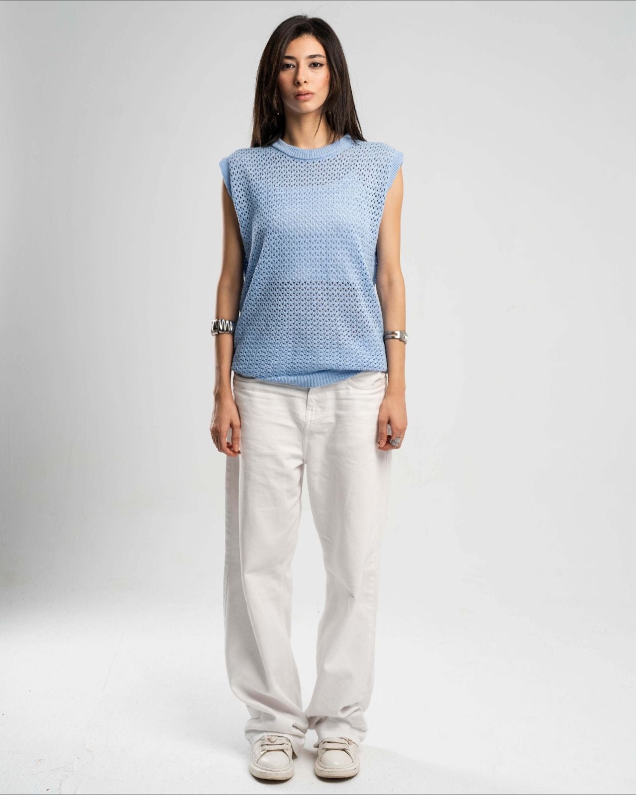 Knitted Vest in Sky Blue