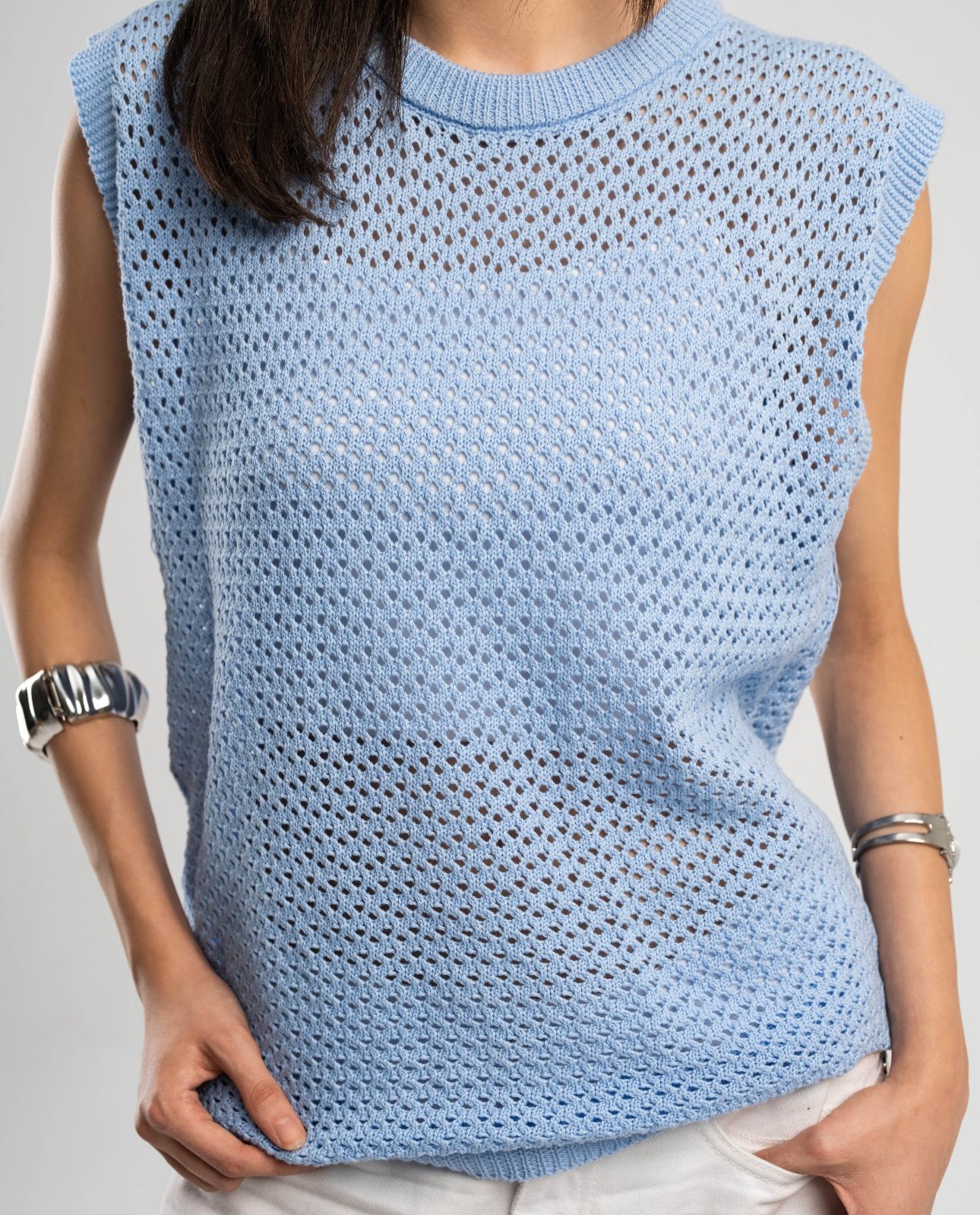 Knitted Vest in Sky Blue