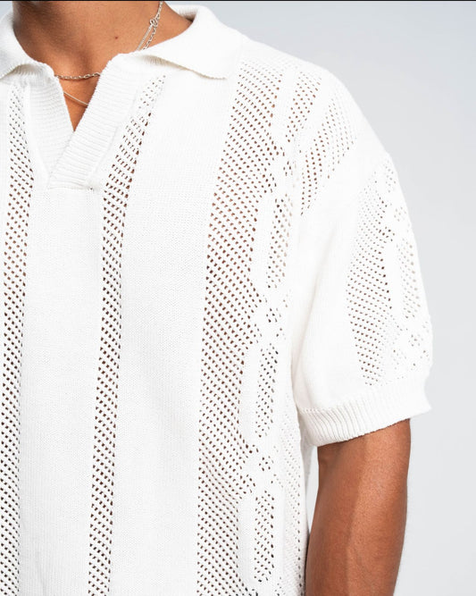 Knitted Polo in Cream