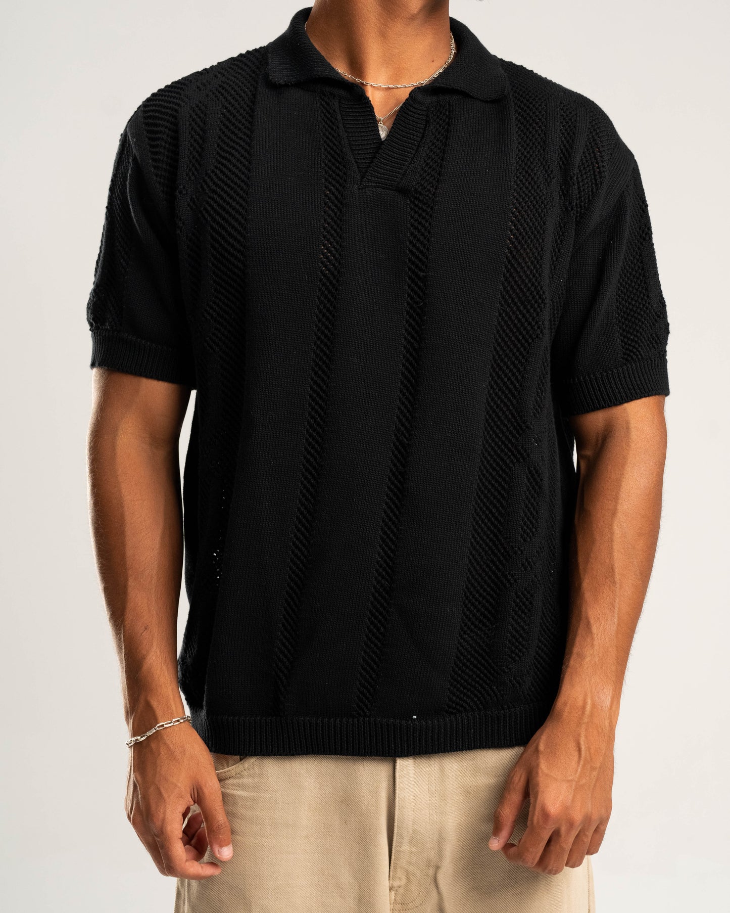 Knitted Polo in Black
