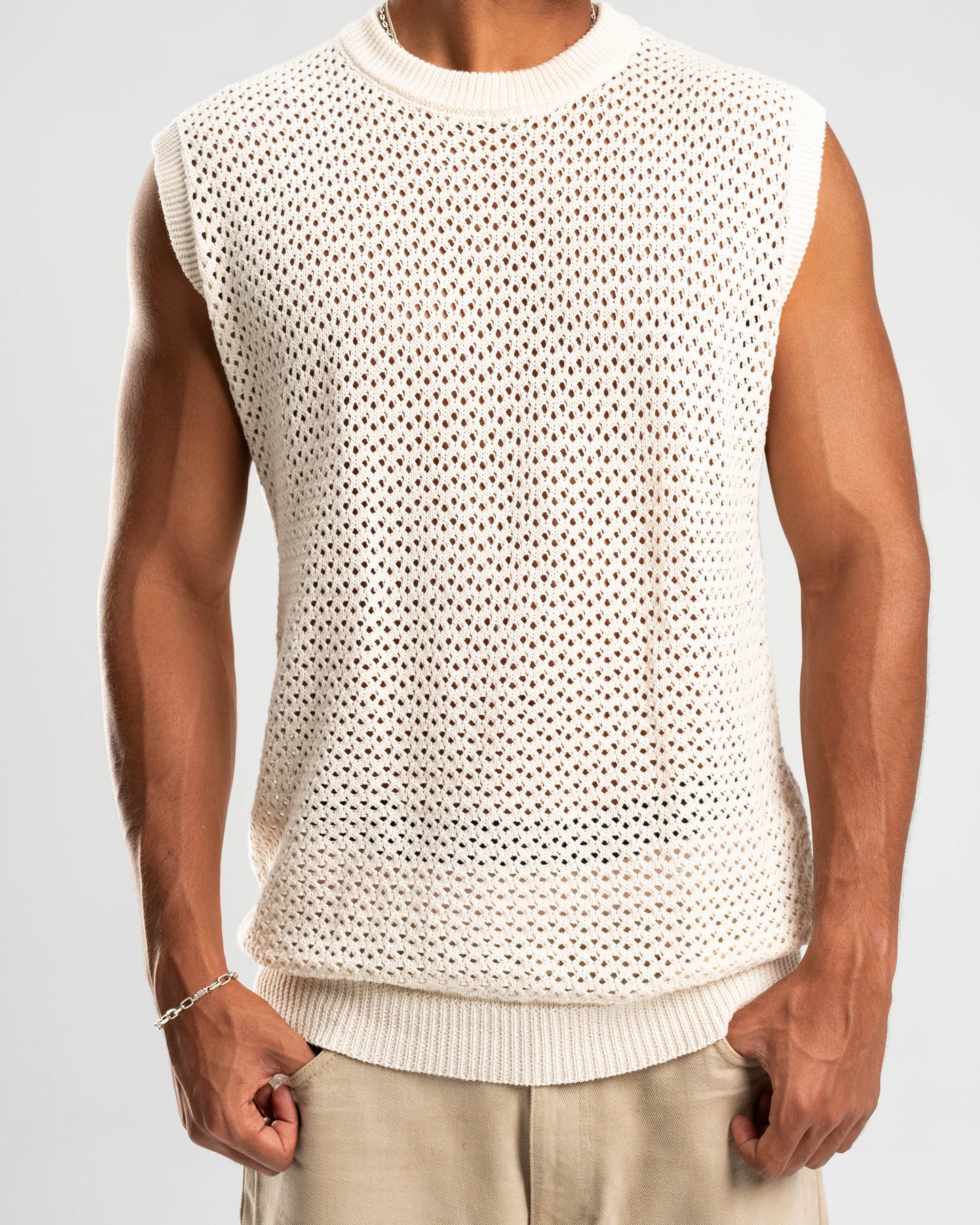 Knitted Vest in Beige