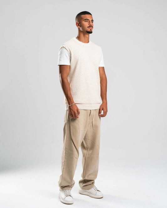 Knitted Vest in Beige