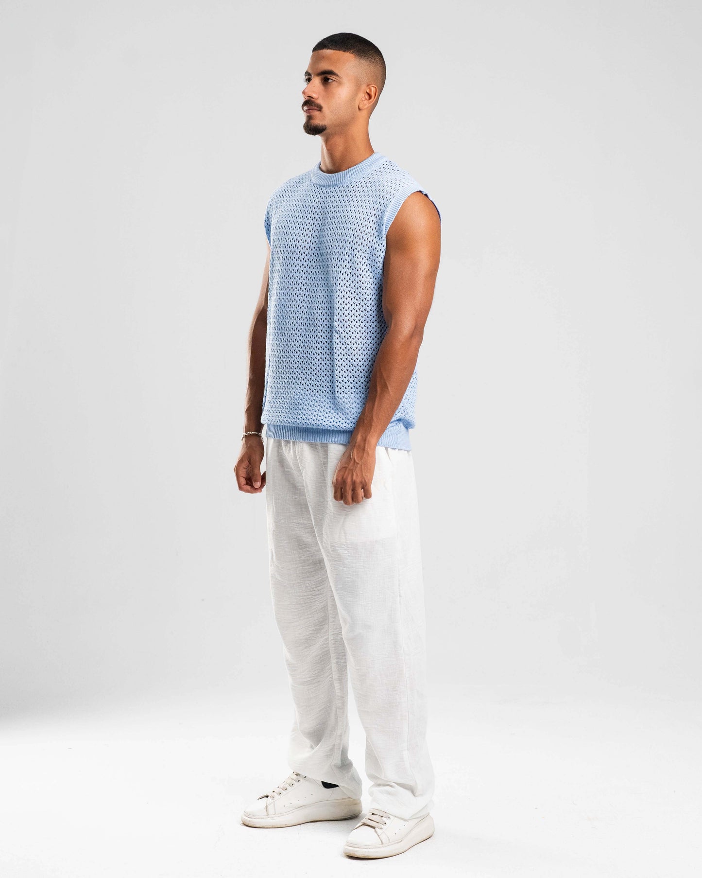 Knitted Vest in Sky Blue