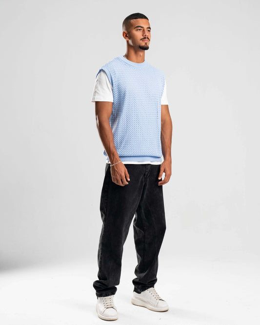 Knitted Vest in Sky Blue