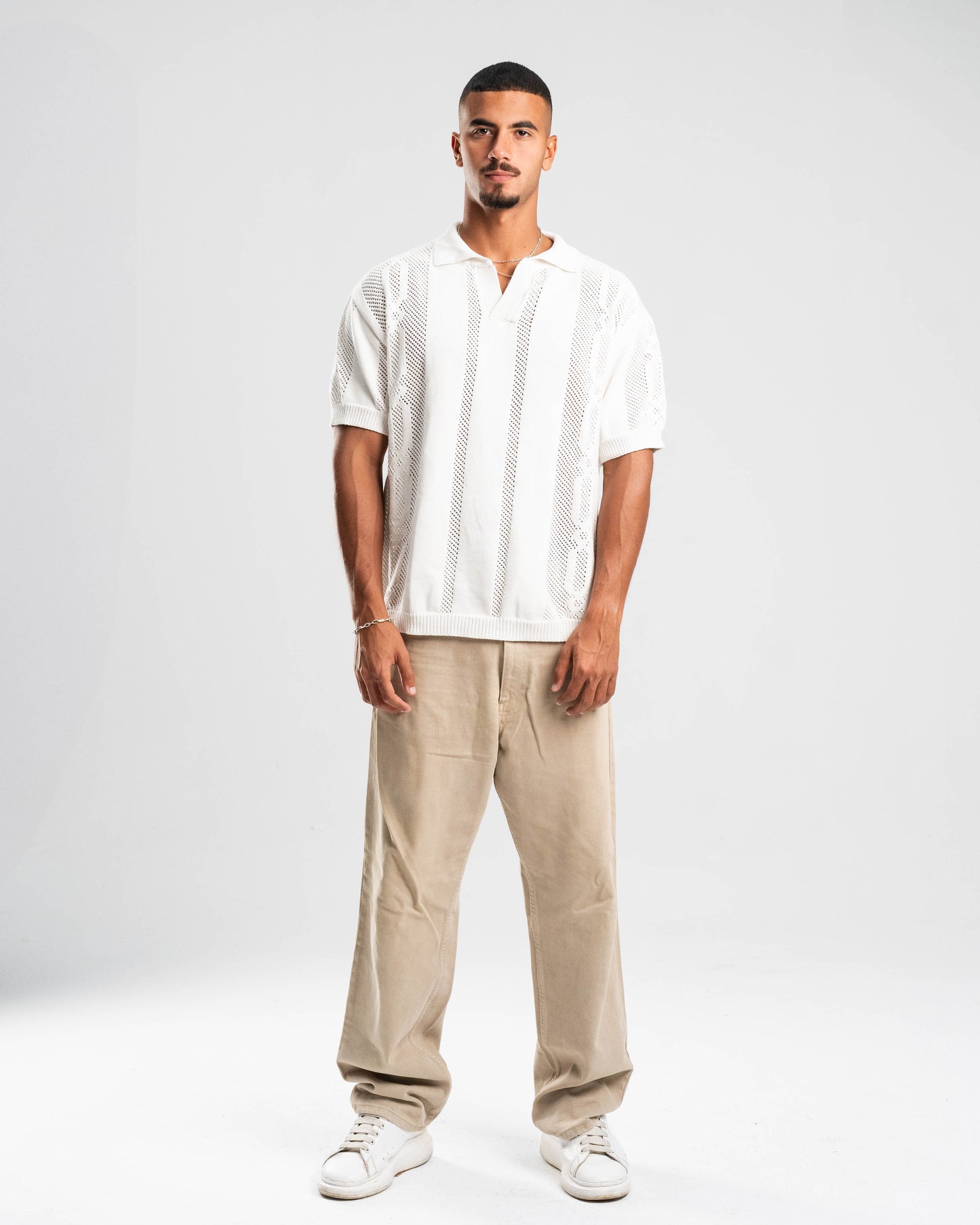 Knitted Polo in Cream