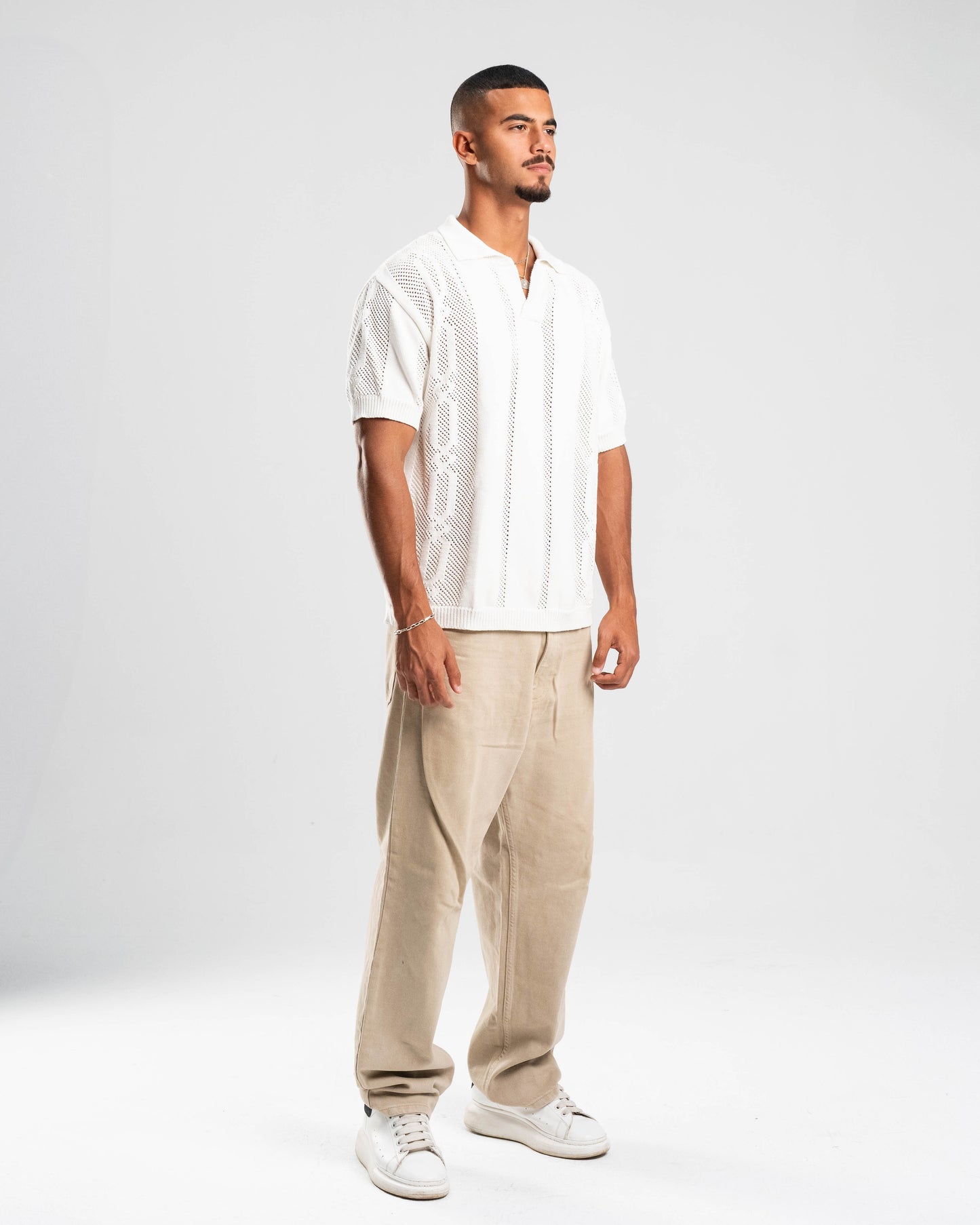 Knitted Polo in Cream