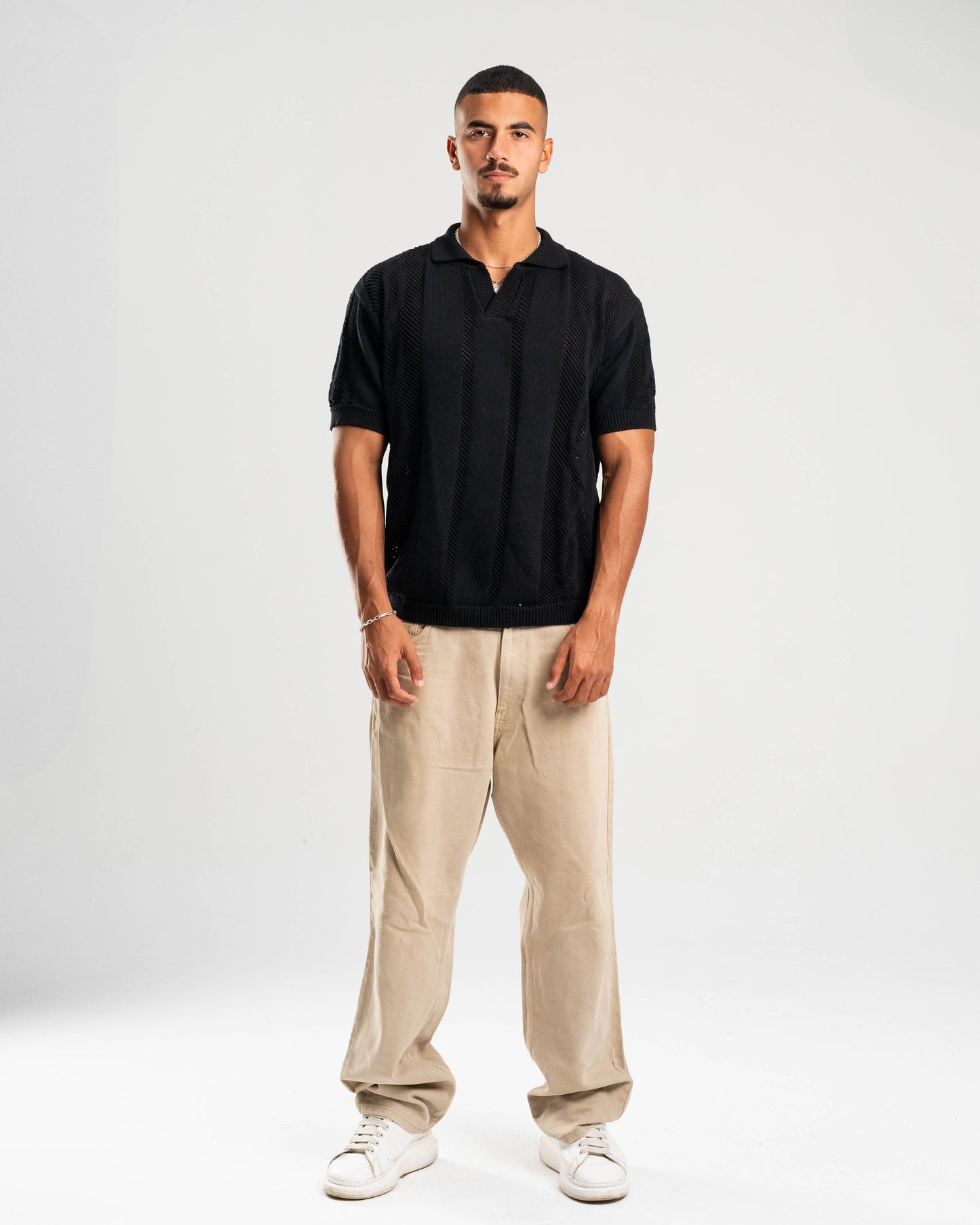 Knitted Polo in Black